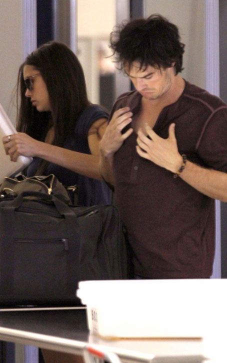 Nina Dobrev and her boyfriend Ian Somerhalder departed from Los Angeles 