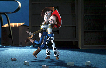 Woody meets his TV co-star Jessie the cowgirl in Disney's Toy Story 2 - 11/99