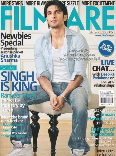 Ranveer Singh, Filmfare Magazine 02 February 2011 Cover Photo - India