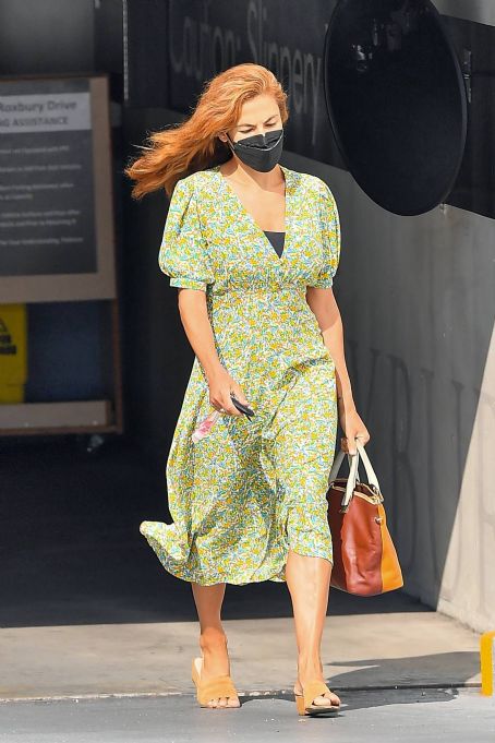 Eva Mendes – In a floral dress as she steps out in Beverly Hills