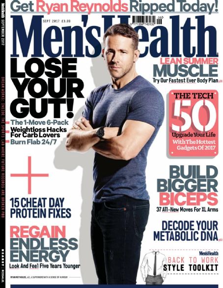 Ryan Reynolds, Men's Health Magazine September 2017 Cover Photo ...