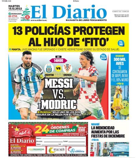 Lionel Messi, Luka Modric, El Diario Magazine Magazine 13 December 2022 ...