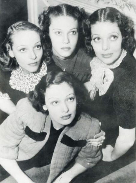 Loretta Young with sisters Georgiana, Polly & Sally Blane