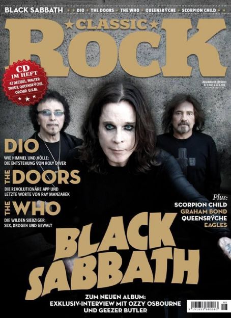 Ozzy Osbourne, Tony Iommi, Geezer Butler - Classic Rock Magazine Cover [Germany] (July 2013)