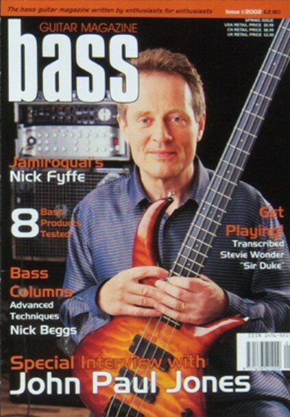 John Paul Jones, Bass Guitar Magazine April 2002 Cover Photo - United ...