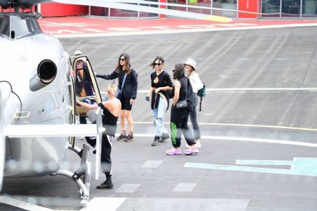 Lily James – Catches a Helicopter flight with Gemma Chan and Dominic Cooper in London