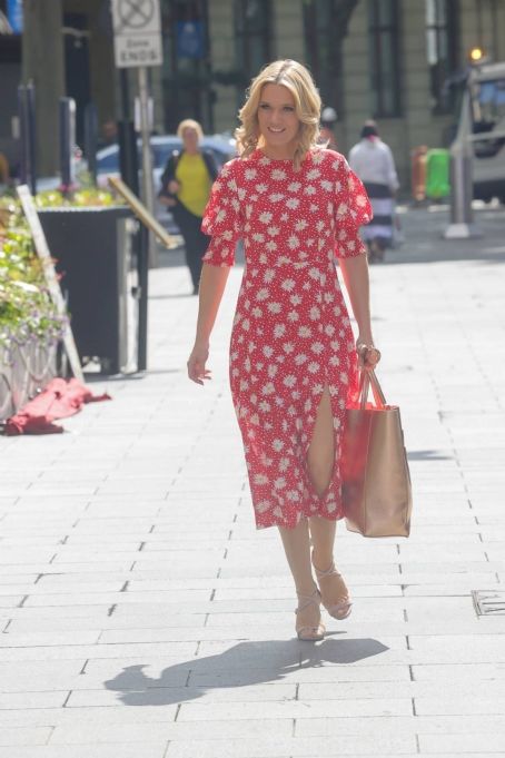 Charlotte Hawkins – Seen in a red summer dress at Global radio in London