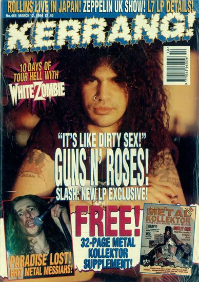 Slash, Kerrang Magazine March 1994 Cover Photo - United States