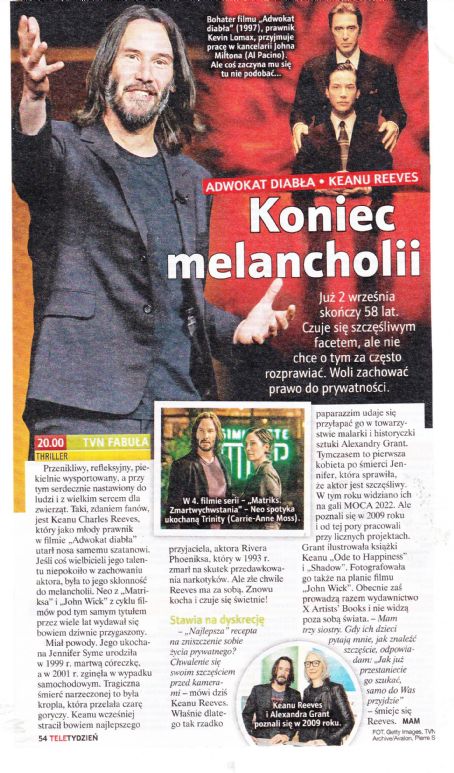Keanu Reeves - Tele Tydzień Magazine Pictorial [Poland] (29 July 2022)