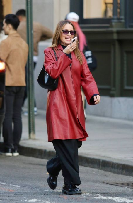 Dianna Agron – In a red leather jacket seen in Manhattan’s Soho ...