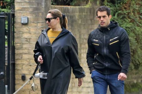 Kelly Brook and Jeremy Parisi take their puppy Teddy to Dandie Dog Cafe in Hampstead