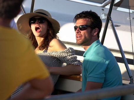 Alexandra Daddario and Brendan Wallace on a yacht in Capri