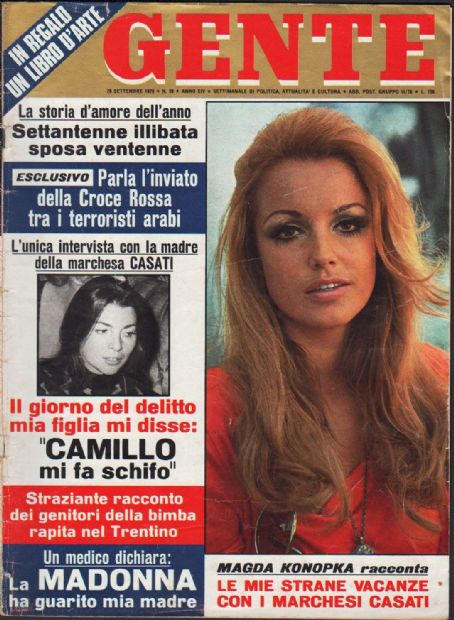 Magda Konopka, Gente Magazine 28 September 1970 Cover Photo - Italy