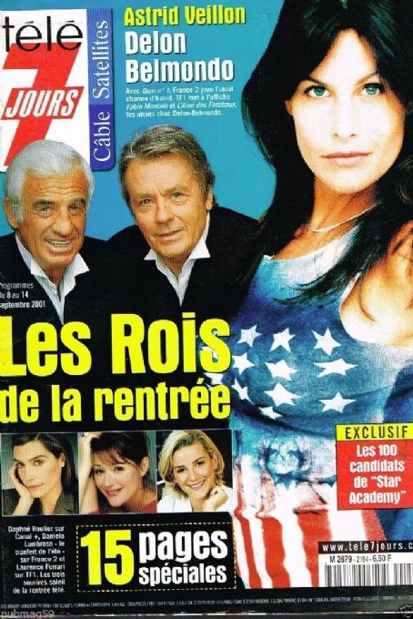 Jean Paul Belmondo Alain Delon Astrid Veillon Tele 7 Jours Magazine 08 September 2001 Cover Photo France