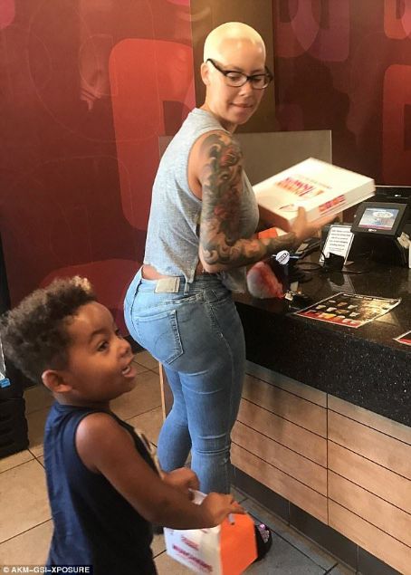 Amber Rose and Sebastian at Dunkin' Donuts in Encino, California