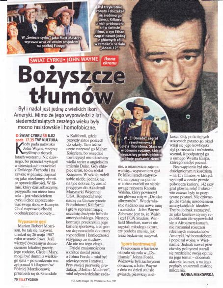 John Wayne - Tele Tydzień Magazine Pictorial [Poland] (3 February 2023)