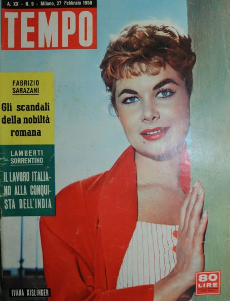 Ivana Kislinger, Tempo Magazine 27 February 1958 Cover Photo - Italy