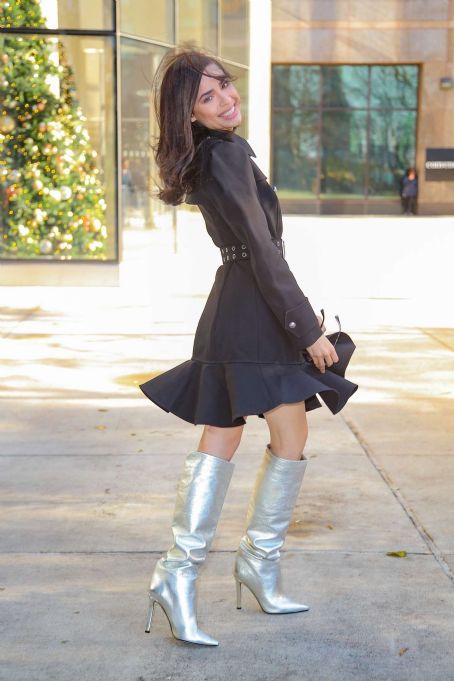 Sofia Carson in silver boots in New York