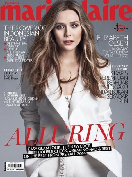 Elizabeth Olsen, Marie Claire Magazine July 2014 Cover Photo - Indonesia