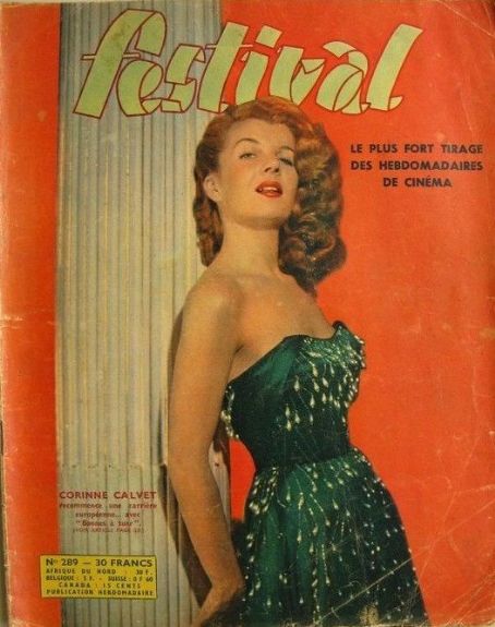 Corinne Calvet, Festival Magazine 12 January 1955 Cover Photo - France