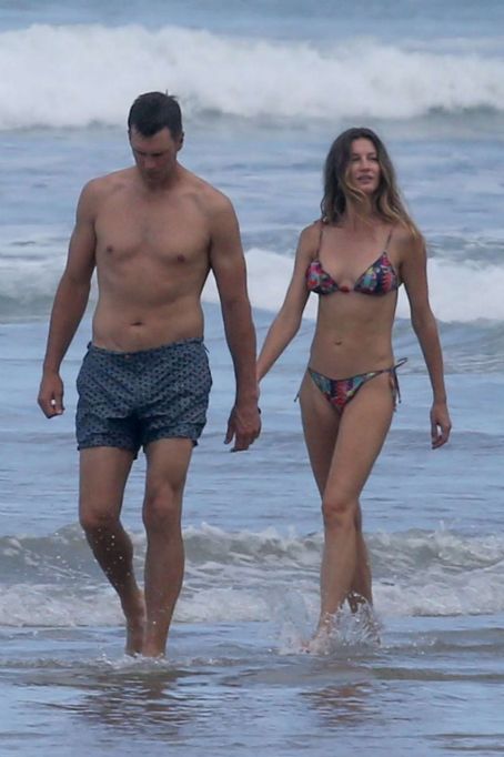 Gisele Bundchen in Colored Bikini on the beach in Costa Rica
