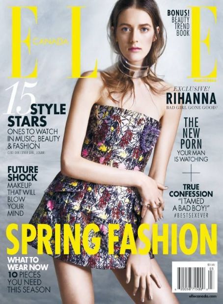 Logan Patterson, Elle Magazine March 2014 Cover Photo - Canada