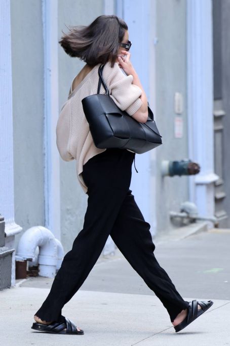 Lea Michele – In a black pants out in New York