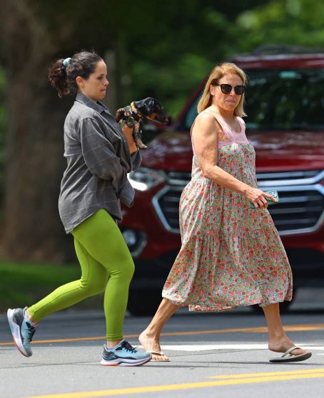 Katie Couric – Is seen with a puppy in The Hamptons – New York