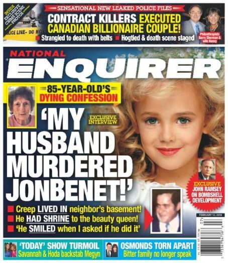 JonBenét Ramsey, National Enquirer Magazine 12 February 2018 Cover ...