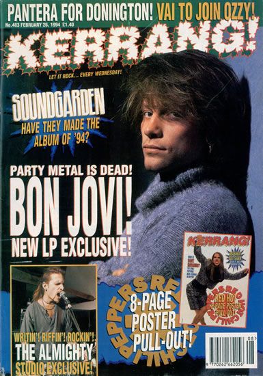 Jon Bon Jovi, Kerrang Magazine 25 February 1994 Cover Photo - United ...