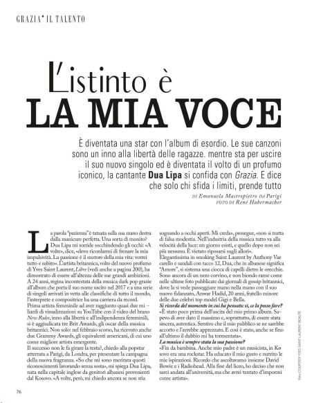 Dua Lipa – Grazia Italy Magazine (October 2019) | Dua Lipa Picture