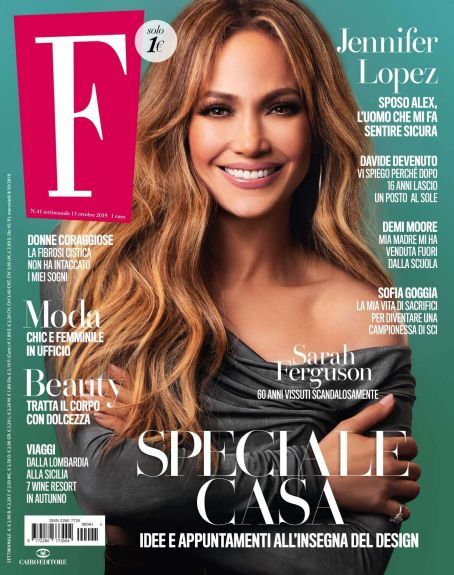 Jennifer Lopez, F Magazine Magazine 15 October 2019 Cover Photo - Italy