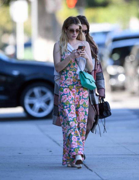 Emma Roberts – In a floral dress shopping with her mother in Los Angeles