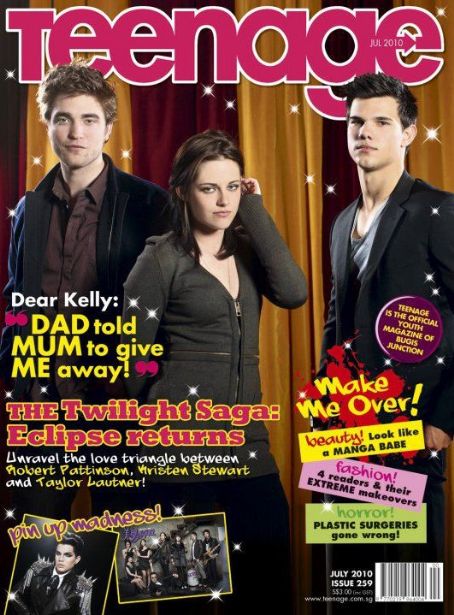 Kristen Stewart Robert Pattinson Taylor Lautner Robert Pattinson And Kristen Stewart Taylor Lautner And Kristen Stewart The Twilight Saga Eclipse Teenage Magazine July 2010 Cover Photo Singapore