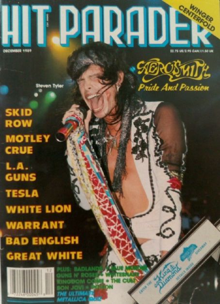 Steven Tyler, Hit Parader Magazine December 1989 Cover Photo - United ...