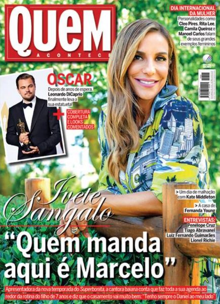 Ivete Sangalo, Quem Magazine 01 March 2016 Cover Photo - Brazil