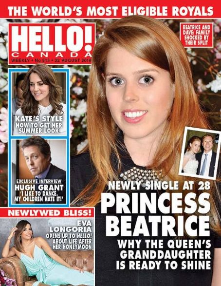 Princess Beatrice, Hello! Magazine 22 August 2016 Cover Photo - Canada