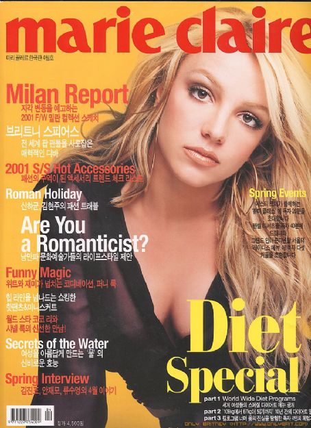 Britney Spears, Marie Claire Magazine April 2001 Cover Photo - South Korea