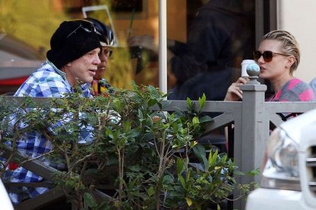 Mickey Rourke is spotted having coffee with his girlfriend Anastassija Makarenko in Brentwood