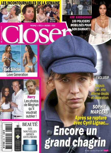 Sophie Marceau, Closer Magazine 13 January 2017 Cover Photo - France