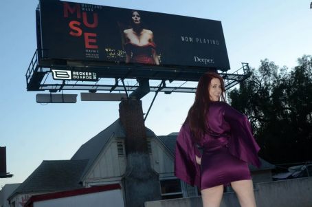 Maitland Ward – Posing at billboard for ‘MUSE’ film on Highland Ave in Hollywood