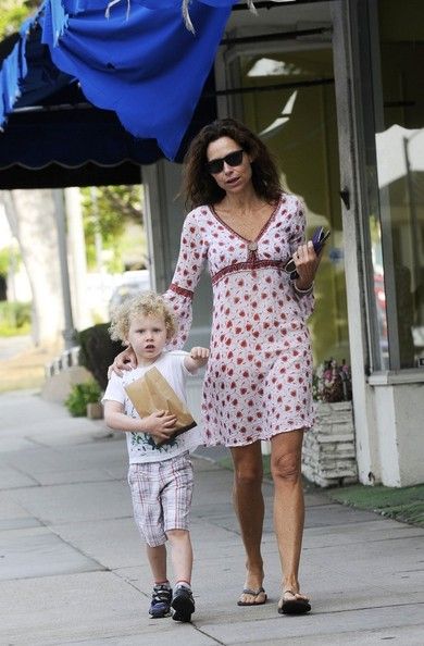 Minnie Driver and her son run errands in Brentwood