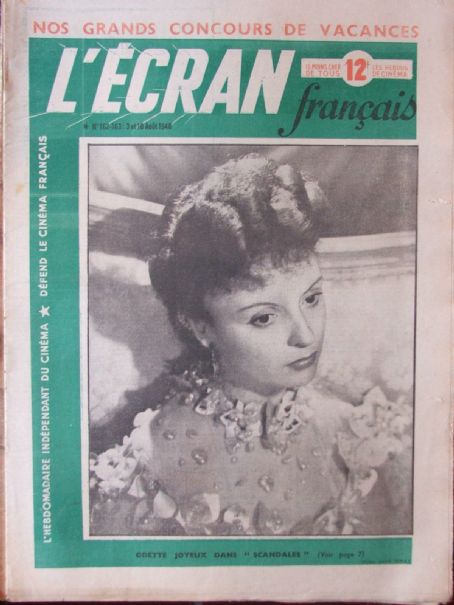 Odette Joyeux, L'Ecran Francais Magazine 03 August 1948 Cover Photo ...