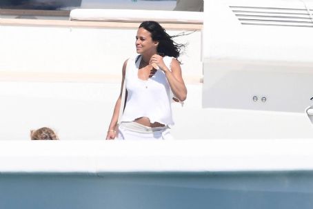 Michelle Rodriguez – Enjoying holidays on a yacht in Porto Cervo
