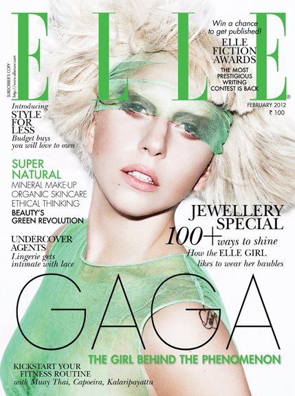 Lady Gaga, Elle Magazine February 2012 Cover Photo - India