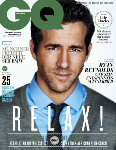 Ryan Reynolds Gq Magazine September 2015 Cover Photo Germany 