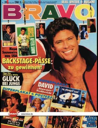 David Hasselhoff, Bravo Magazine 22 August 1991 Cover Photo - Germany