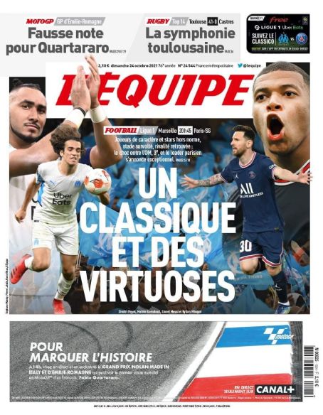 Lionel Messi, Kyllian Mbappe Lottin, L'equipe Magazine 24 October 2021 ...