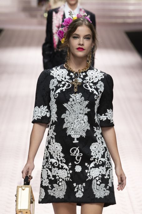 Barbara Palvin walks the runway at the Dolce & Gabbana show during