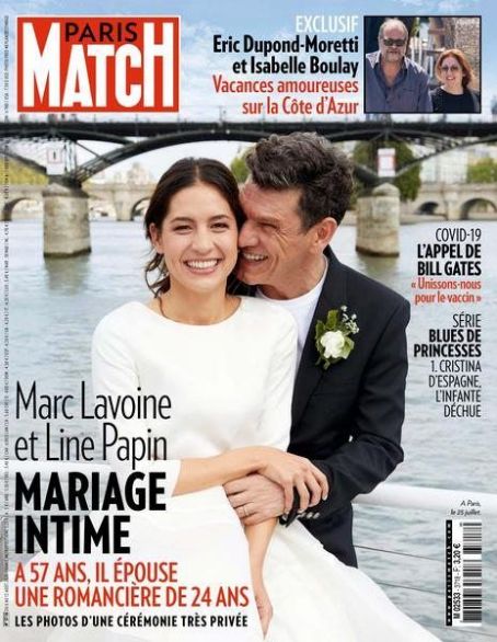 Marc Lavoine, Line Papin, Paris Match Magazine 06 August 2020 Cover ...